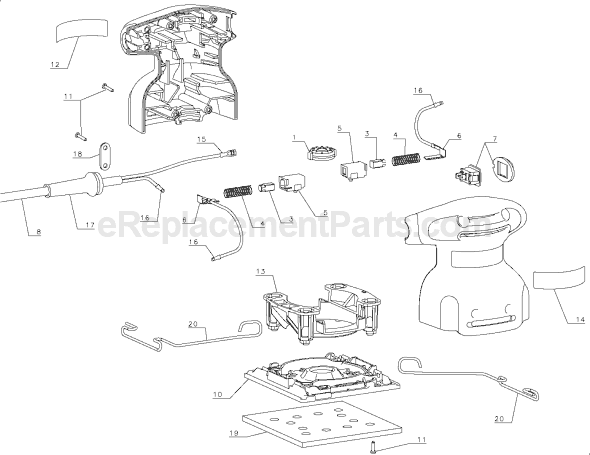 Page A Diagram and Parts List for FS550 Type 1 Black and Decker Sander Polisher